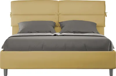 Produktbild von ITYHOME - Gepolstertes Bett mit Lattenrost 160x210 mit Mikrofaserbezug Ocker Nandy