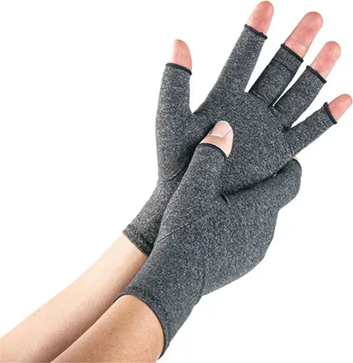 Produktbild von ASKSA Arthritis Handschuhe, Kompressionshandschuhe für Arthrose Handschuhe Fingerlose Handschuhe, Grau, L