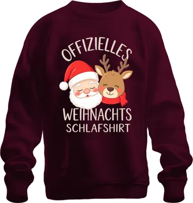 Produktbild von Offizielles Weihnachts Schlafshirt Weihnachtsmann Rentier Lustig Uni Sweatshirt Pullover, Burgundy, 3XL