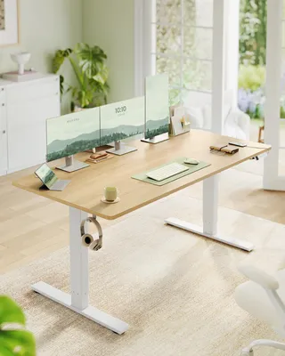 Produktbild von VASAGLE Höhenverstellbarer Schreibtisch, 160 cm, USB-C-Anschluss, Ablage für Steckdosenleiste, Erinnerung bei langem Sitzen, 3 Speichertasten