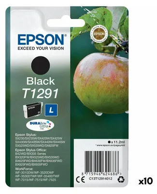 Produktbild von Epson Apple T1291 Apfel DURABrite Ultra Single Black Tinte, Low Yield, Schwarz, Tinte auf Pigmentbasis, 11,2 ml, 1 Stück(e), 385 Seiten