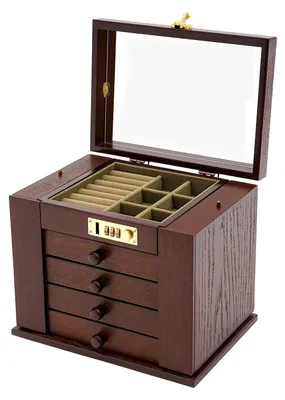 Obrázok produktu pre Vintage drevená škatuľa so zrkadlom a zásuvkami