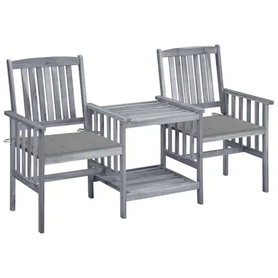Image de vidaXL Chaises de jardin avec table de thé et coussins en bois massif d'acacia
