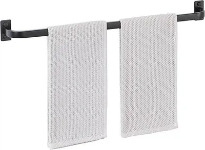 Obrázek produktu pro Věšák na ručníky, nástěnný, 60 cm, nerezová ocel, věšák na jeden ručník do koupelny, kuchyně, domácnosti, černý
