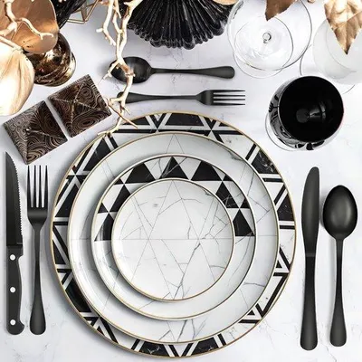 Produktbild von Famanu Besteckset 48-teilig - Schwarz, spülmaschinenfest