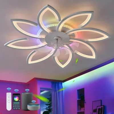 Imagen del producto de Ventilador de techo con luz - Blanco - 76 cm (30 pulgadas) - 6 velocidades - Para uso interior