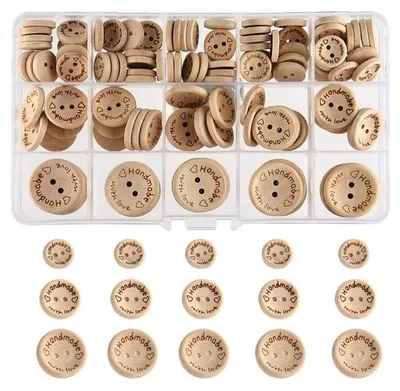 Produktbild von Holzknöpfe 15-25mm runde Knöpfe für Nähen und Dekorieren