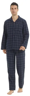 Produktbild von Solidchoice – Herren Flanell-Pyjama-Set mit langen Ärmeln und Hose für einen bequemen Schlaf
