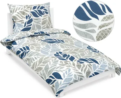 Produktbild von Baumwollbettwäsche mit Hoteltasche - Blau,beige - 140x200, 70x90