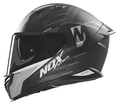 Obrázek produktu pro Integrovaná helma NOX N401 Crower, velikost XXL, matná černá/stříbrná barva, s vizírem