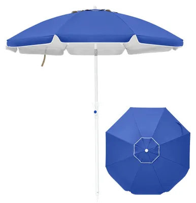 Produktbild von Sonnenschirm mit Sandschraube – Neigungswinkel bis zu 30°, UV-Schutz 50+, tragbarer Sonnenschirm für Strand, Pool, Garten und Terrasse, blau