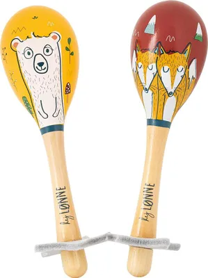 Produktbild von LØNNE Holz Rassel skandinavisches Design mit Minibuch & Zubehör für Kinder ab 1 Jahr