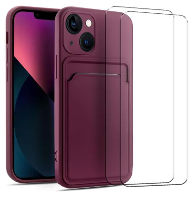 Immagine prodotto di set di cover protettive 2in1 per Apple iPhone 7 Plus / 8 Plus composto da 2x protezione dello schermo in vetro 9H e 1x custodia in silicone - cover in viola