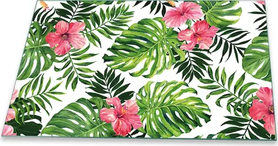 Produktbild von Herdabdeckplatte Glaskeramikkochfeld-Abdeckung Spritzschutz Glas Universal 80x52 Blumen Rot