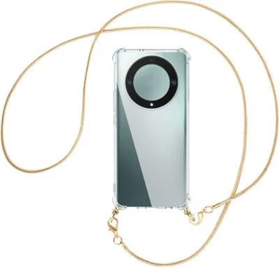 Produktbild von Handykette Backcover-Schutzhülle mit Band (Metall goldfarben) für Honor Magic 5 Lite / X9a (6.67'') - goldfarbene Snake-Kette