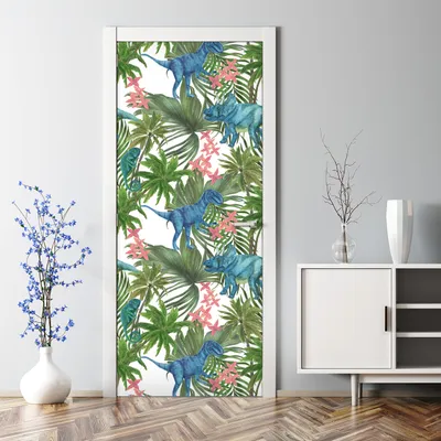 Produktbild von Dekorative Türposter Aufkleber selbstklebend Klebefolie Abnehmbarerdeko Dinosaurier 77 x 200 cm