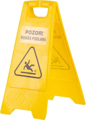 Obrázek produktu pro Tabule výstražná "POZOR, MOKRÁ PODLAHA", 60x30 cm, s nálepkami