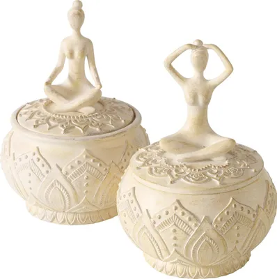 Produktbild von 2er-Set Meditationsdosen - Handgefertigte Yoga-Figuren