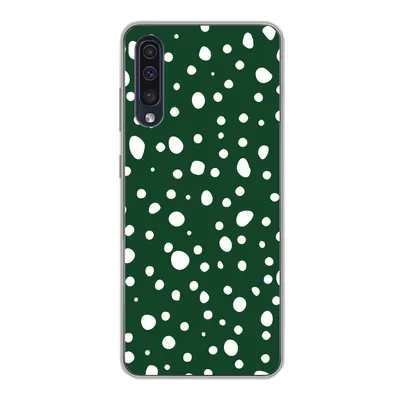 Produktbild von MuchoWow® Handyhülle Schutzhülle Hülle für Samsung Galaxy A30s Polka dots - Weiß - Grün Silikon Softcase Handy Hülle - Karteninhaber
