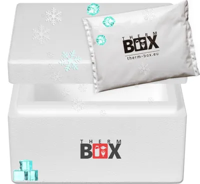 Produktbild von THERM BOX Styroporbox 5W mit 1x Kühlakku für Kühlbox 5,9L Innen: 25x19x12cm Transportbox Thermbehälter Wiederverwendbar