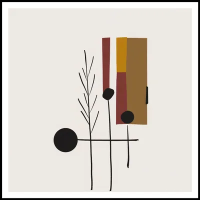 Produktbild von Poster 90x90cm Schwarze Linienzweige