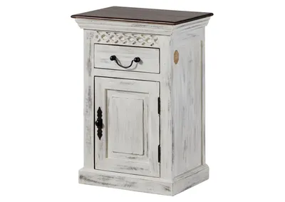 Image de MASSIVMOEBEL24 | Meuble de salle de bain 50x35x72 en bois de manguier / acacia blanc ciré CASTLE-ANTIK #112