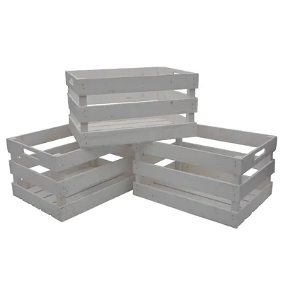 Produktbild von UNUS® Holzkiste 3er Set Kiste Holz Aufbewahrungskiste 39x29x21 cm Vintage weiß