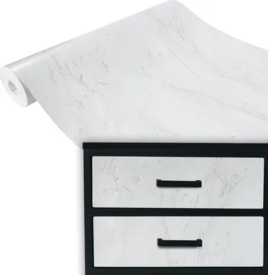 Produktbild von Klebefolie Möbel 67x100 cm - Marmor Weiß Matt - Möbelfolie selbstklebend in Deko-Stil - Folie für Möbel zur einfachen Renovierung von Türen, Tischen und Regalen - Klebefolie dekorativ und abwaschbar