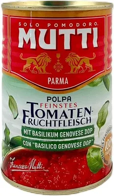 Image de Mutti Polpa Pulpe de tomate finement hachée au basilic 400g