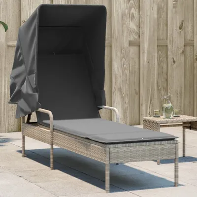 Obrázok produktu pre Maison Exclusive - Ležadlo so strechou Svetlošedý polyratan