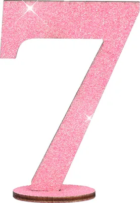 Produktbild von Oblique Unique Zahl 7 Aufsteller aus Holz mit Glitzer Dekoration für Geburtstag Jubiläum Deko Tischdeko - rosa