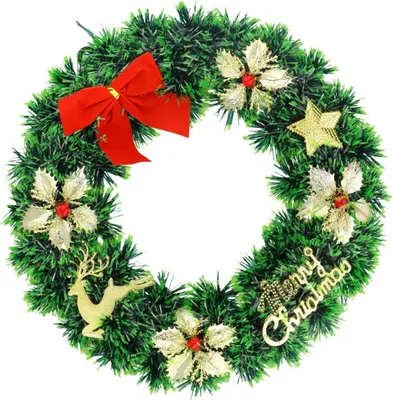 Produktbild von Weihnachtskranz für die Haustür - 33 cm Kunstblumenkranz für Innen und Außen - Perfekte Dekoration für die Feiertage