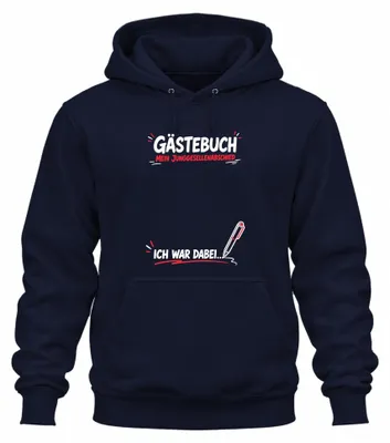 Productafbeelding van Gastboek. Mijn vrijgezellenfeest. Hoodie voor het vrijgezellenfeest. Kapuciantrui, marineblauw, maat M