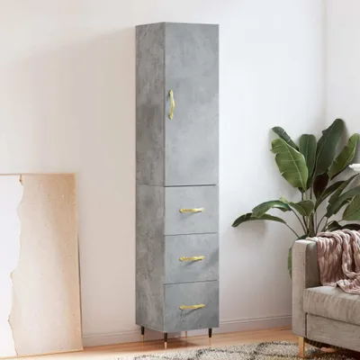 Produktbild von vidaXL Highboard Betongrau 34,5x34x180 cm Holzwerkstoff