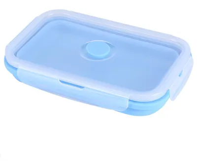 Zdjęcie produktu dla Składana, przenośna pojemnik na lunch z silikonu, pojemność 800 ml, niebieski