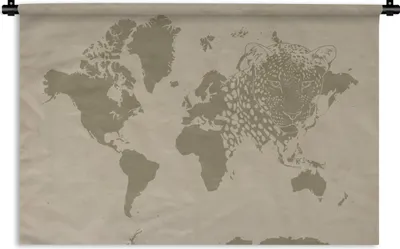 Produktbild von MuchoWow® Wandteppich Wandbehang Weltkarte - Braun - Panther 60x40 cm Tapisserie Dekoration Wandtuch - Wanddekorationen