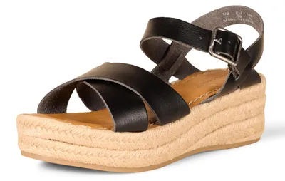 Immagine prodotto di Sandalo piatto in tessuto tipo espadrillas da donna, marca Amazon Essentials, colore nero, taglia 44.5 EU