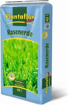Produktbild von Plantaflor Plus Rasenerde,  1 x 40L, Spezial Erde für Rasen Neuanlagen und Ausbesserungen mit Quarzsand und Rasendünger