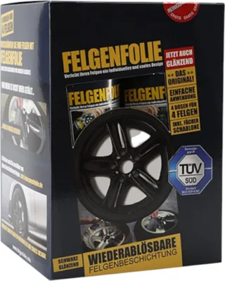 Produktbild von mibenco 71001203 Felgenfolie-Set, 4x 400ml, schwarz-glänzend