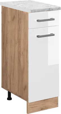 Produktbild von Küchenunterschrank Vicco R-Line Weiß Hochglanz 30 cm AP Marmor, Model 46475