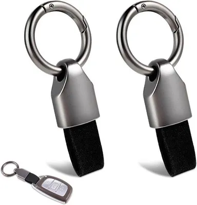 Produktbild von Auto-Schlüsselanhänger aus Leder mit Clip - universeller Schlüsselband mit Ringen - Schlüsselaccessoires für Männer und Frauen