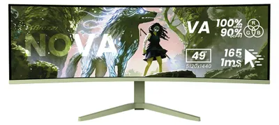 Image de Arozzi Nova 49" v2 Écran Gaming - 5120x1440 - DQHD VA Incurvé - 165 Hz - USB-C - Vert Forêt