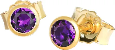 Produktbild von Paar Ohrstecker Echt Amethyst Gelbgold 585 14 Karat Gold 3,5mm Kleine Ohrringe