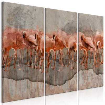 Obrázek produktu pro Obraz z netkaného plátna - Jezero plameňáků (3 díly) 120x80 cm Zvířata g-A-0349-b-e