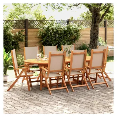 Produktbild von Klappbare Gartenstühle für den Außenbereich, 8 Stück, aus Akazienholz und Textilene