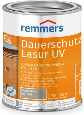 Produktbild von Remmers Dauerschutz-Lasur UV silbergrau (RC-970) 0,75 l, Holzlasur