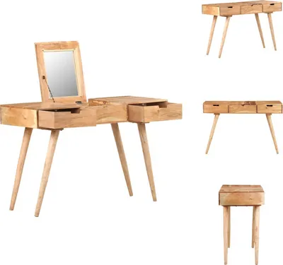 Obrázok produktu pre vidaXL Toaletný stolík so zrkadlom 112x45x76 cm z masívneho akáciového dreva - Toaletné stolíky
