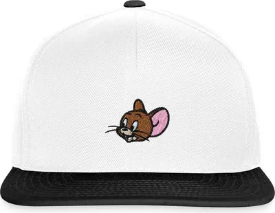 Produktbild von Spreadshirt Tom & Jerry Jerry Als Stick-Design Snapback Cap, One size, Weiß/Schwarz