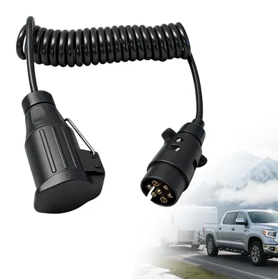Produktbild von mizikuu 2M Anhänger Verlängerungskabel 7 auf 13 Polig, 12V Anhängerkabel Adapter mit 7 Poliger Stecker und 13 Poliger Steckdose Anhängerstecker Anhänger Kabelbaum für Wohnwagen Wohnmobil PKW RV LKW