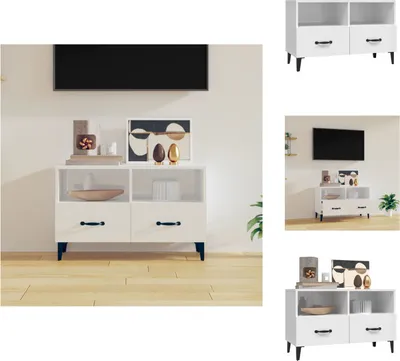 Produktbild von vidaXL TV-Schrank Hochglanz-Weiß 80x36x50 cm Holzwerkstoff -  TV-Möbel